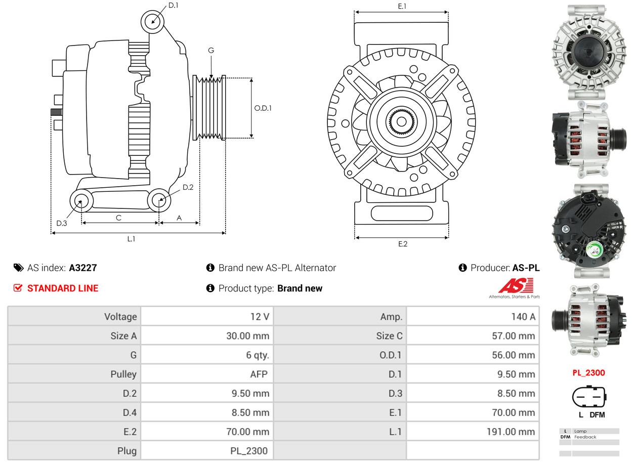 Alternatore - A3227 AS-PL