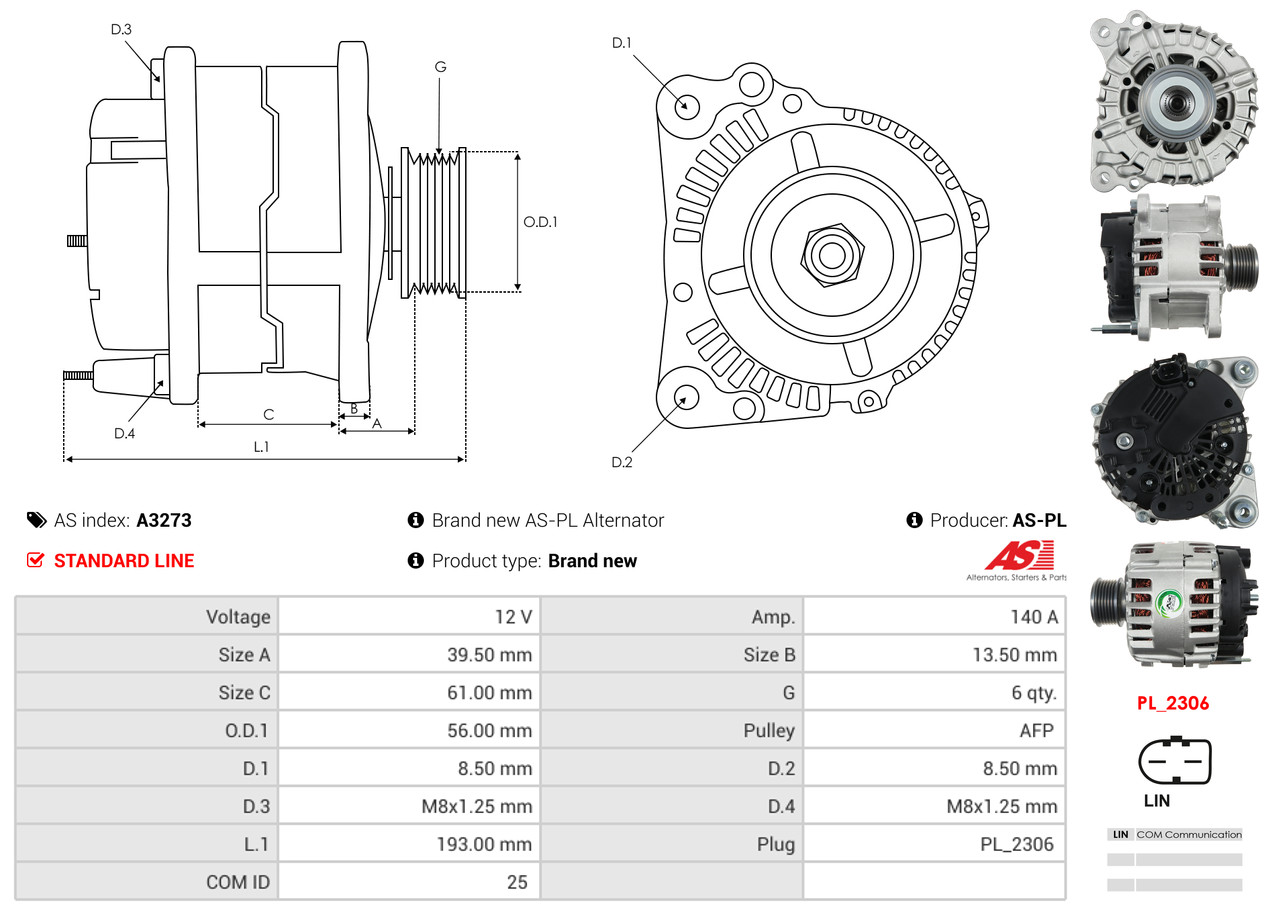Alternatore - A3273 AS-PL