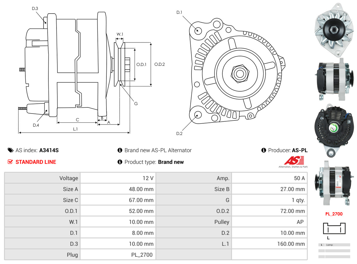 Alternatore - A3414S AS-PL