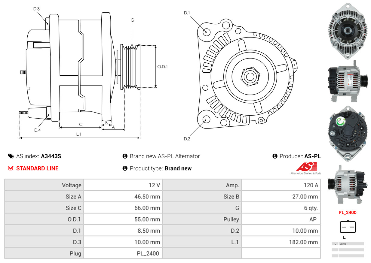 Alternatore - A3443S AS-PL