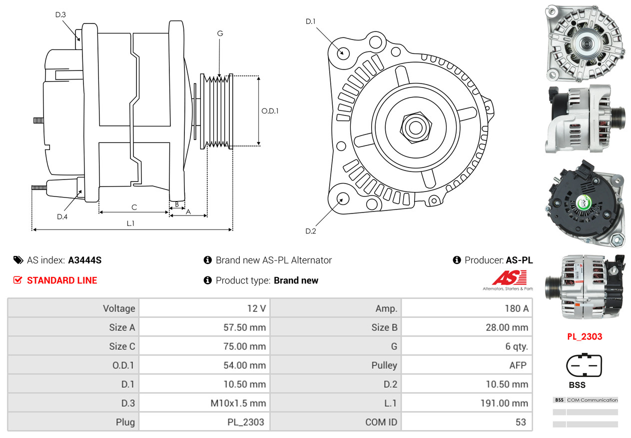 Alternatore - A3444S AS-PL