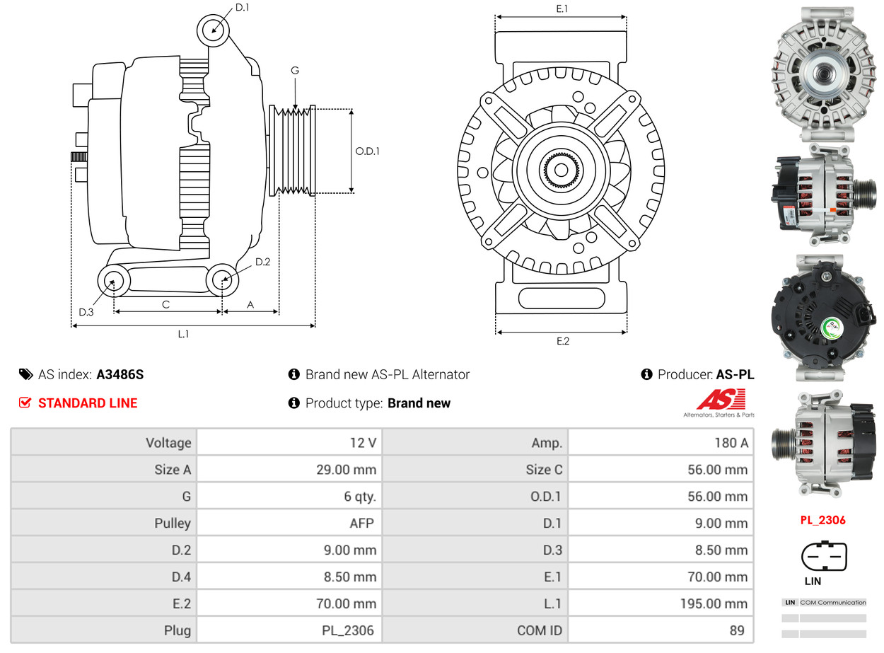 Alternatore - A3486S AS-PL