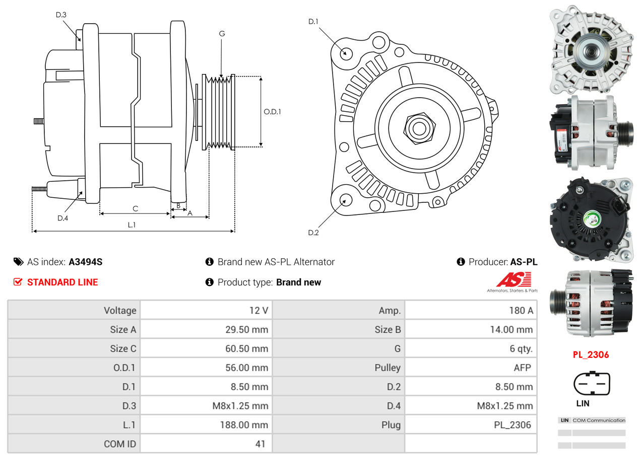Alternatore - A3494S AS-PL