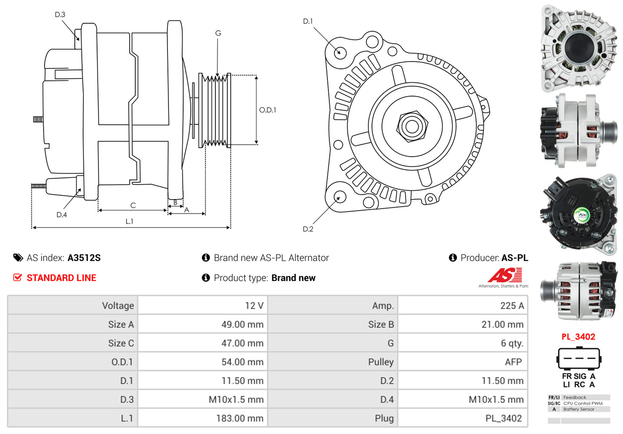 Alternatore - A3512S AS-PL