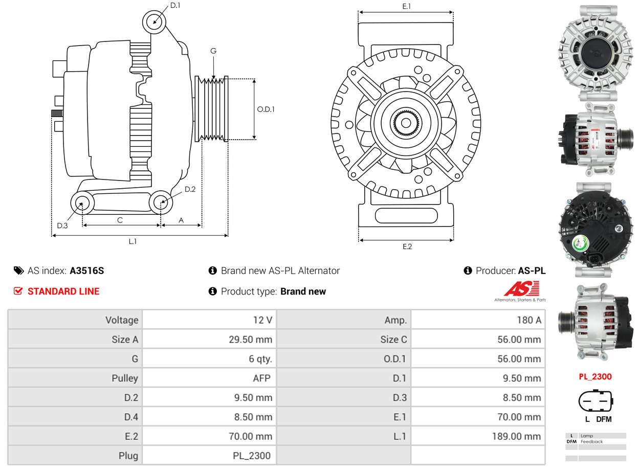 Alternatore - A3516S AS-PL