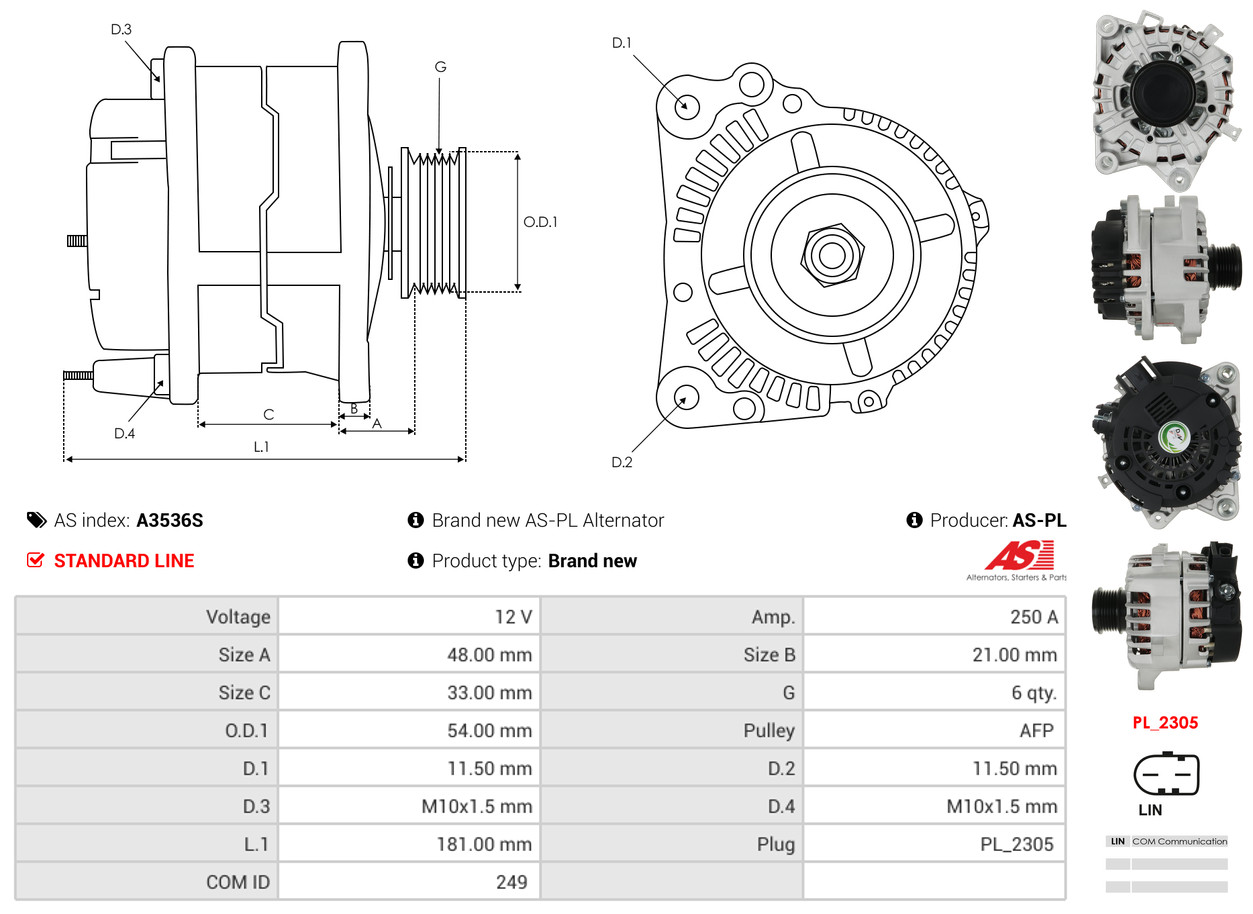 Alternatore - A3536S AS-PL