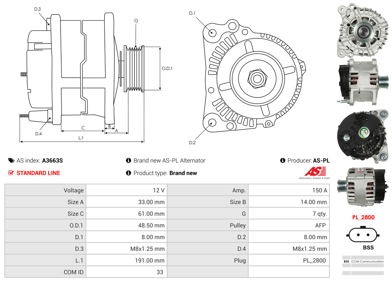 Generator - A3663S AS-PL