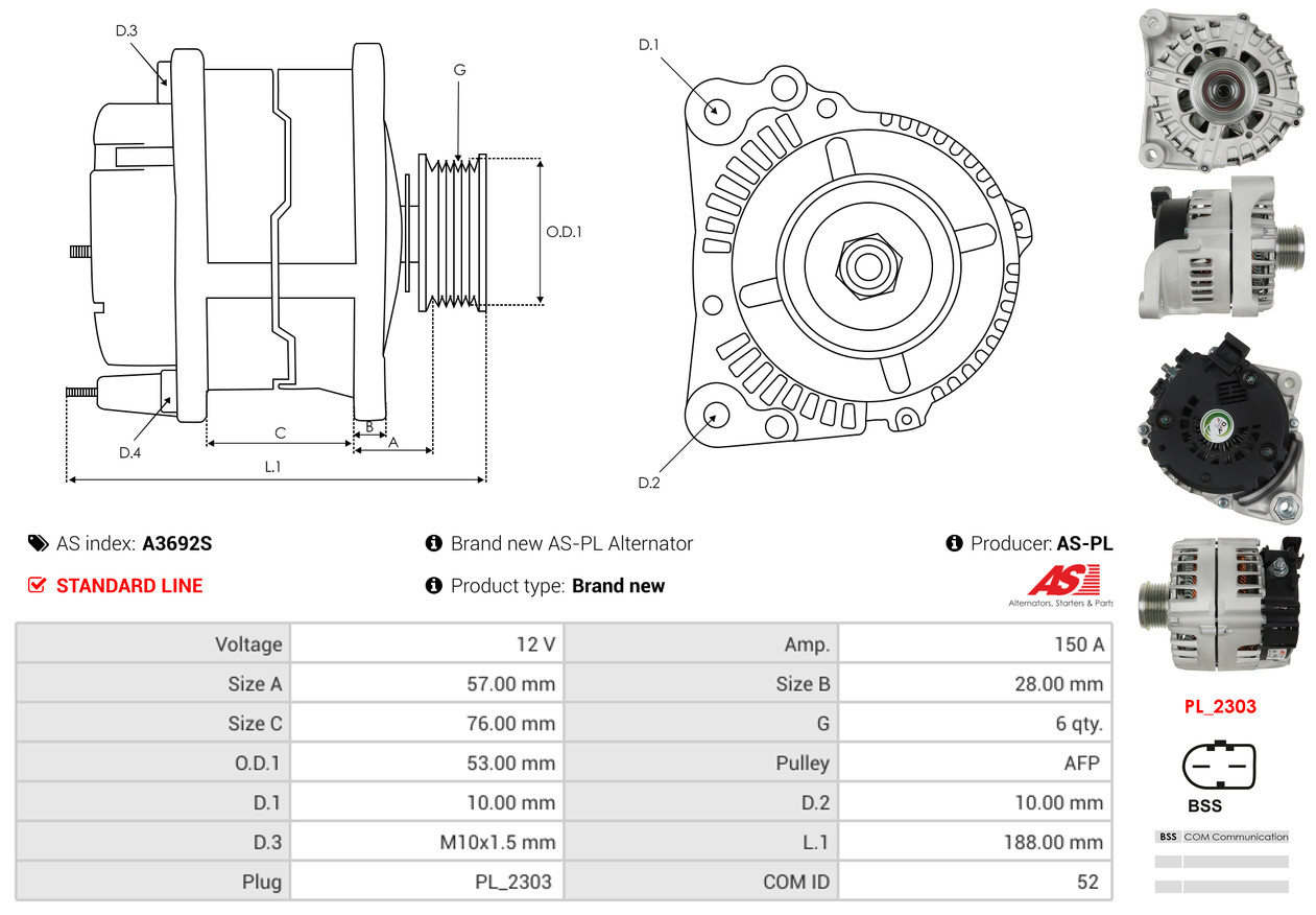 Alternatore - A9002 AS-PL