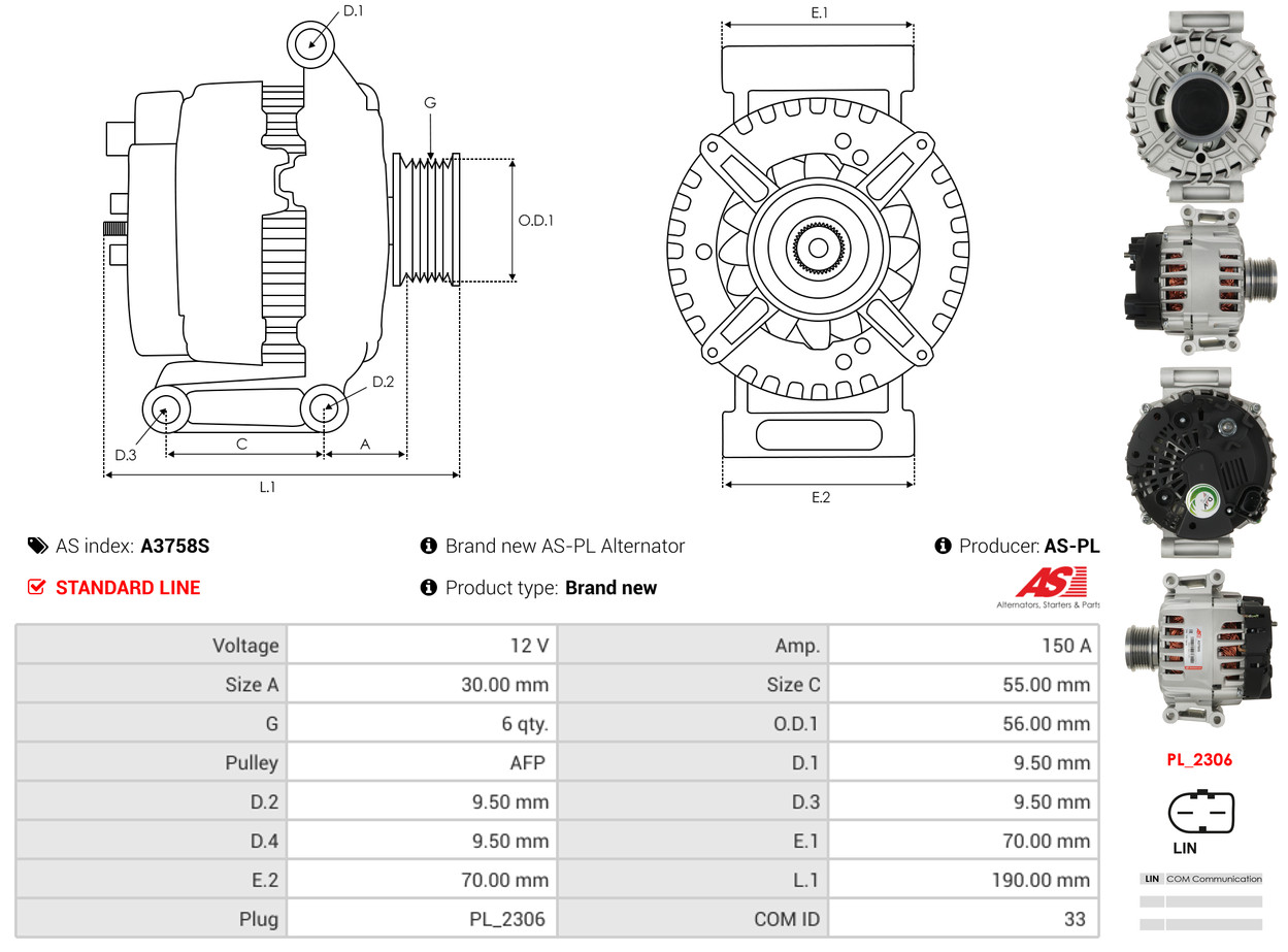 Alternatore - A3758S AS-PL