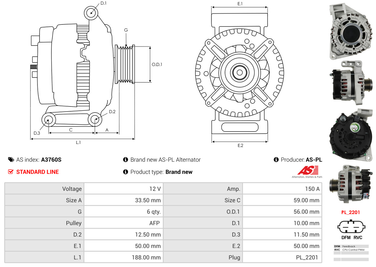 Alternator Regulator - ARE1016 AS-PL