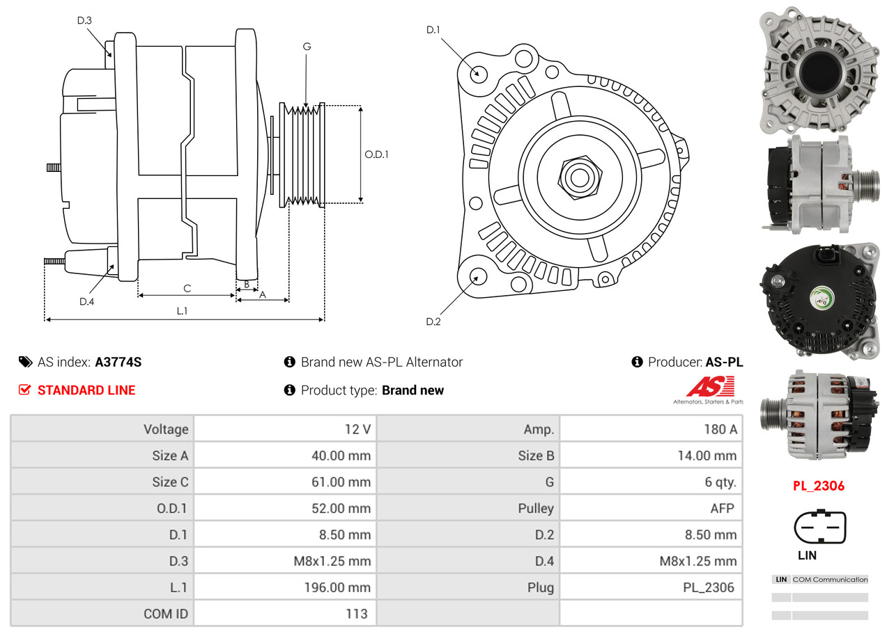 Alternatore - A3774S AS-PL