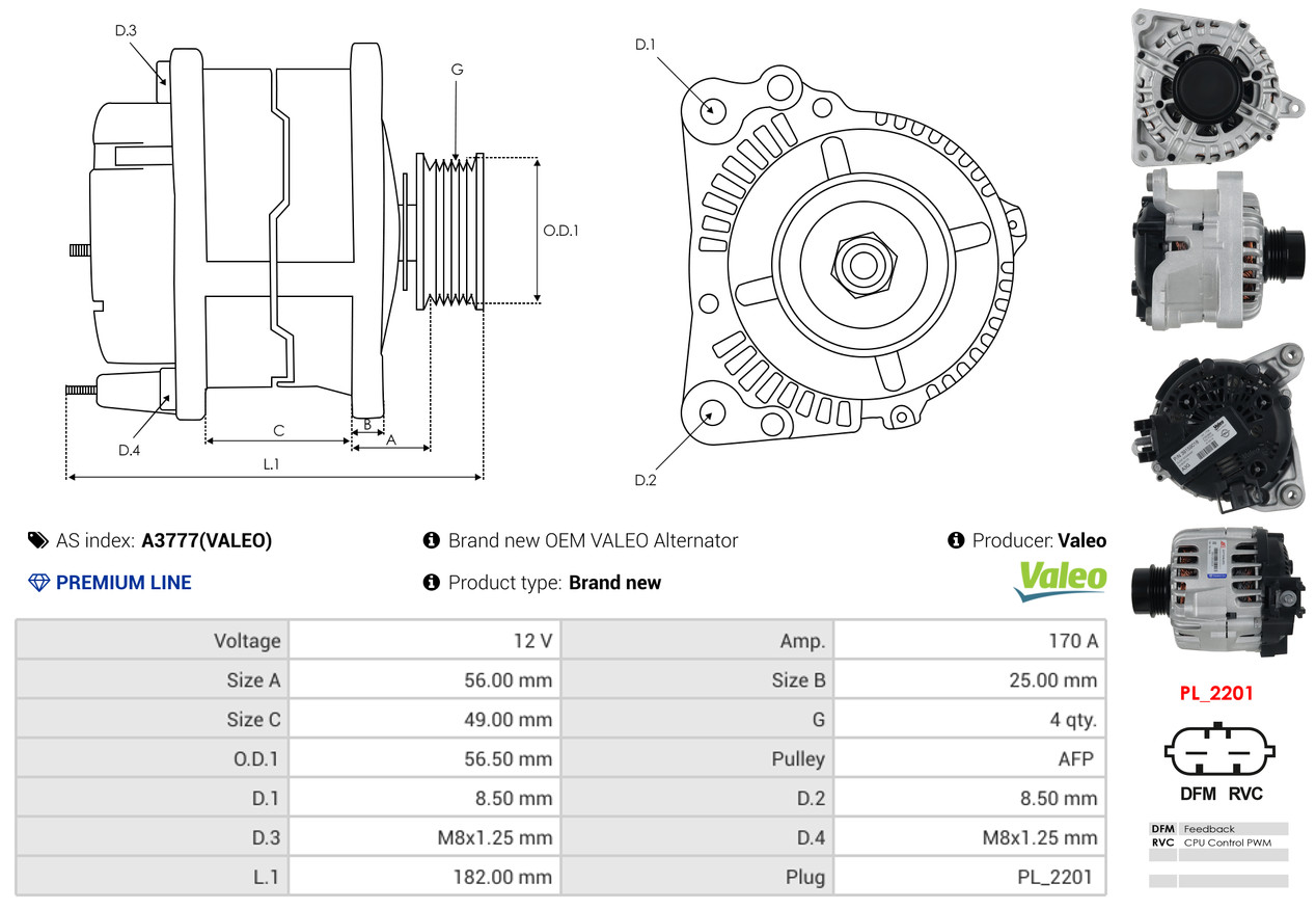 Alternatore - A3777(VALEO) AS-PL