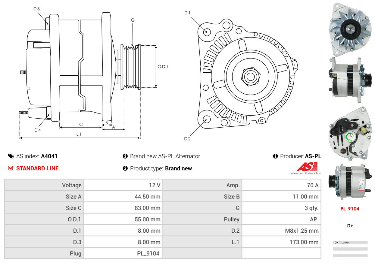 Alternatore - A4041 AS-PL