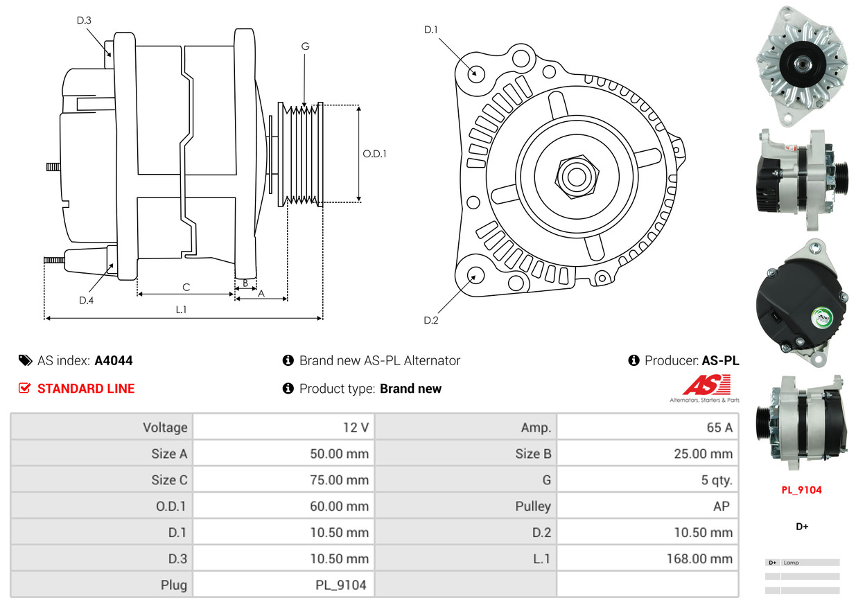 Alternatore - A4044 AS-PL