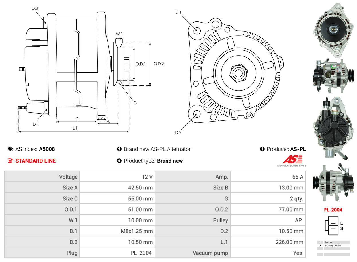 Alternatore - A3697S AS-PL