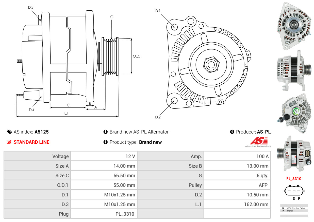 Alternator - A5125 AS-PL