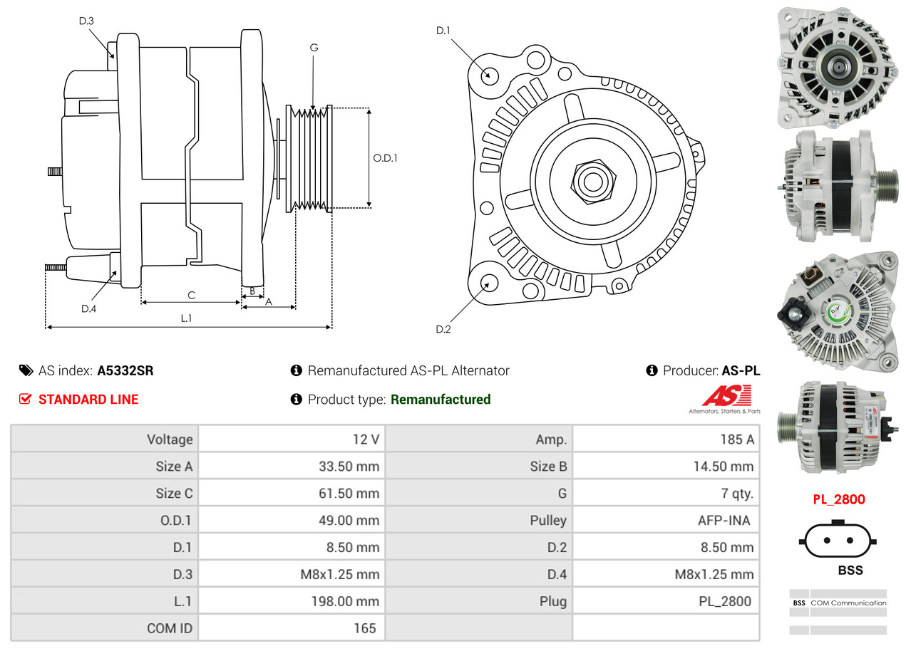 Alternator - A5332SR AS-PL