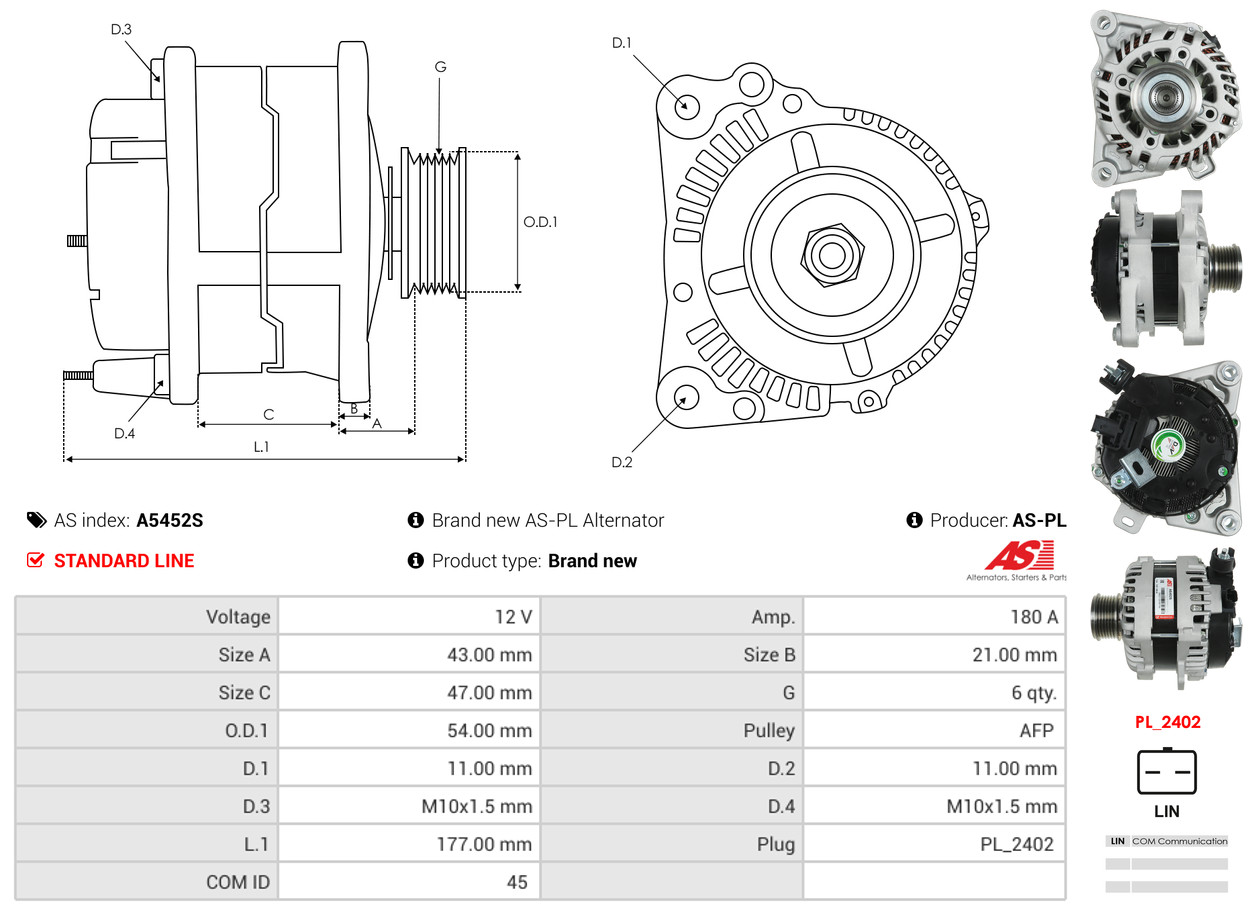 Alternatore - A5452S AS-PL