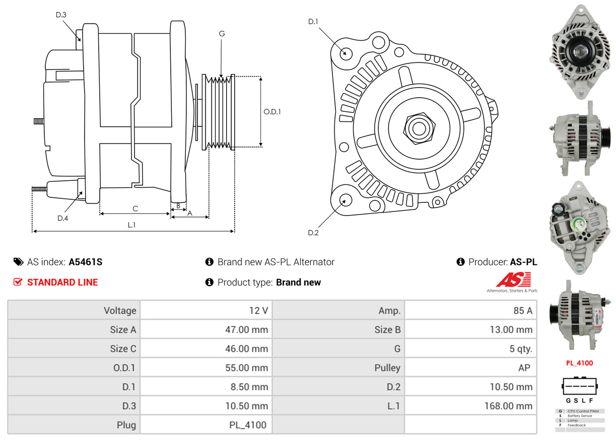 Alternator - A5461S AS-PL