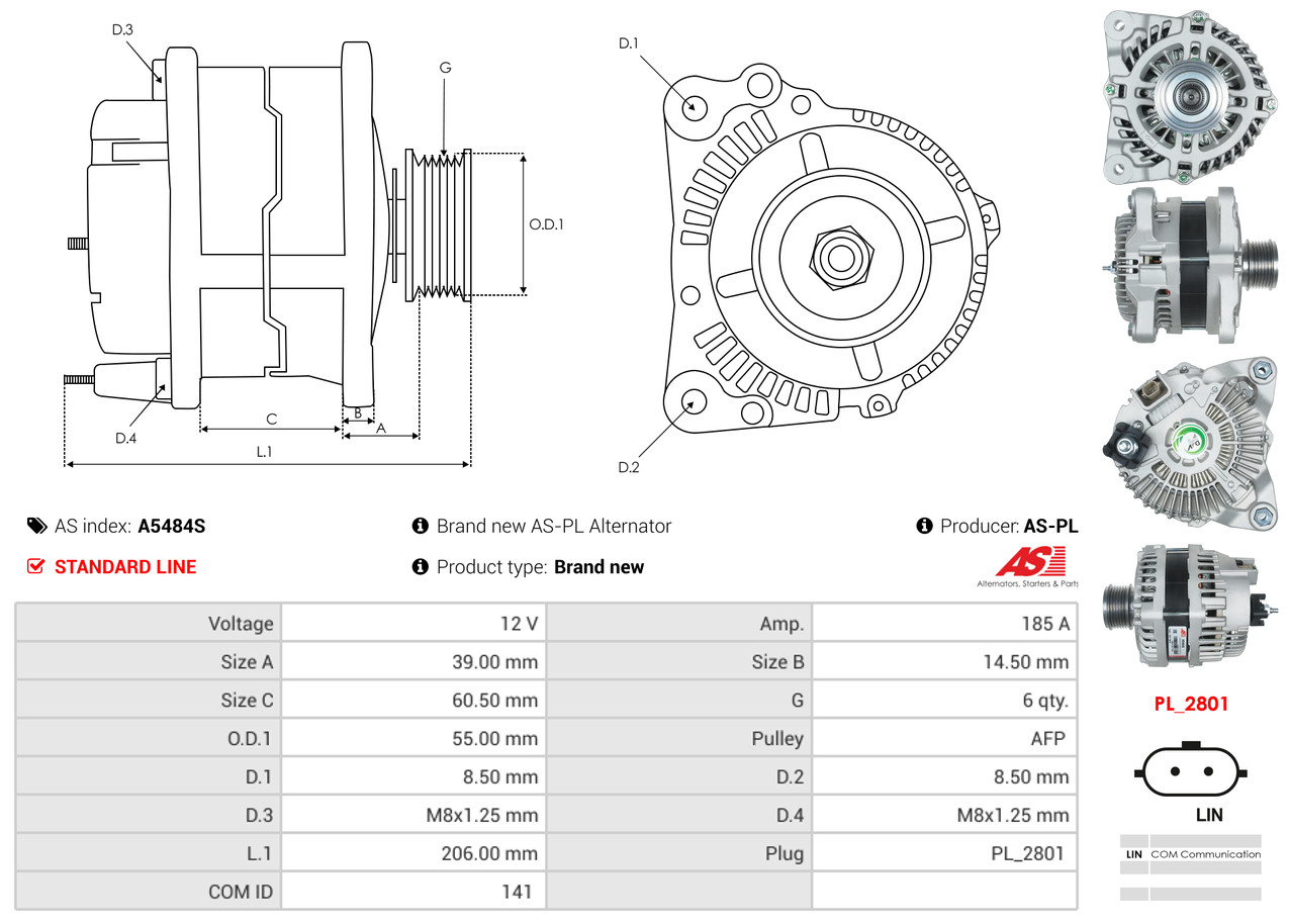 Alternatore - A5484S AS-PL