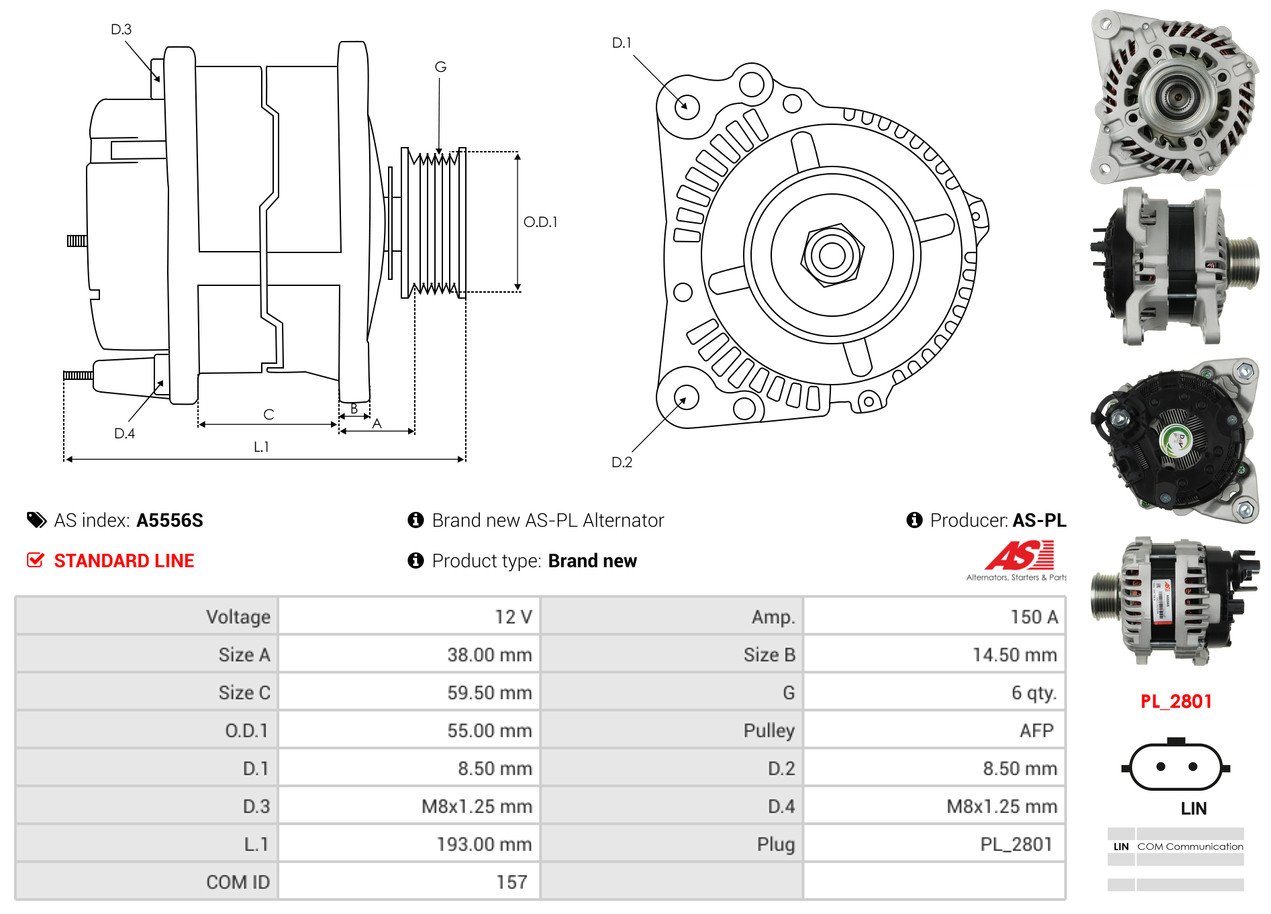 Alternator - A5556S AS-PL