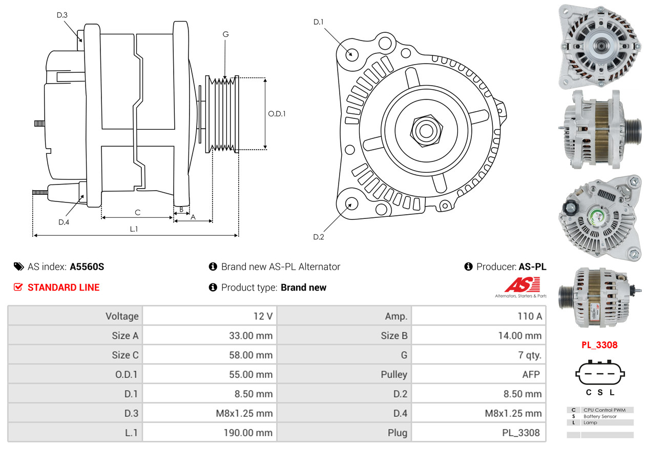 Alternator - A5560S AS-PL