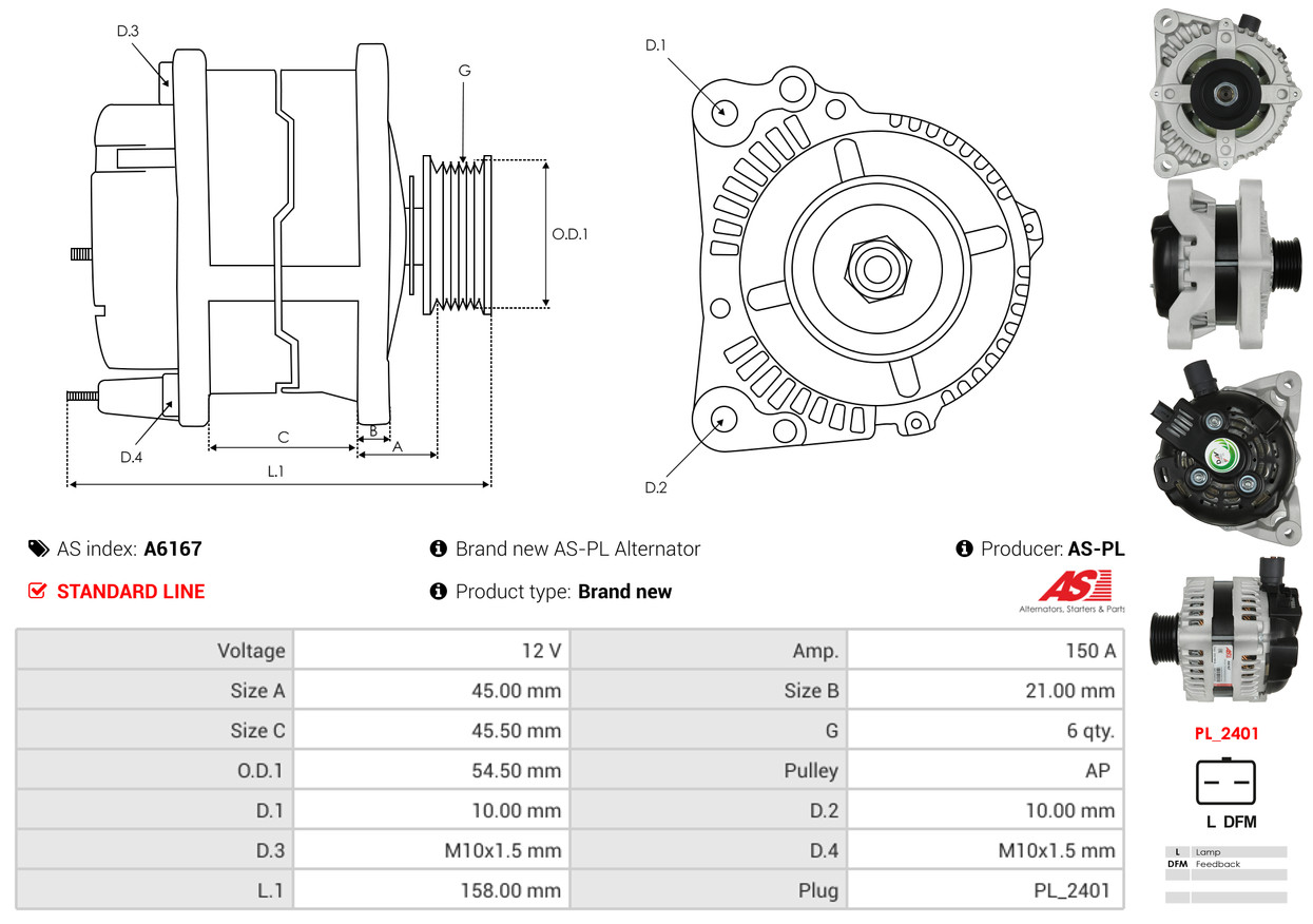 Alternatore - A6167 AS-PL