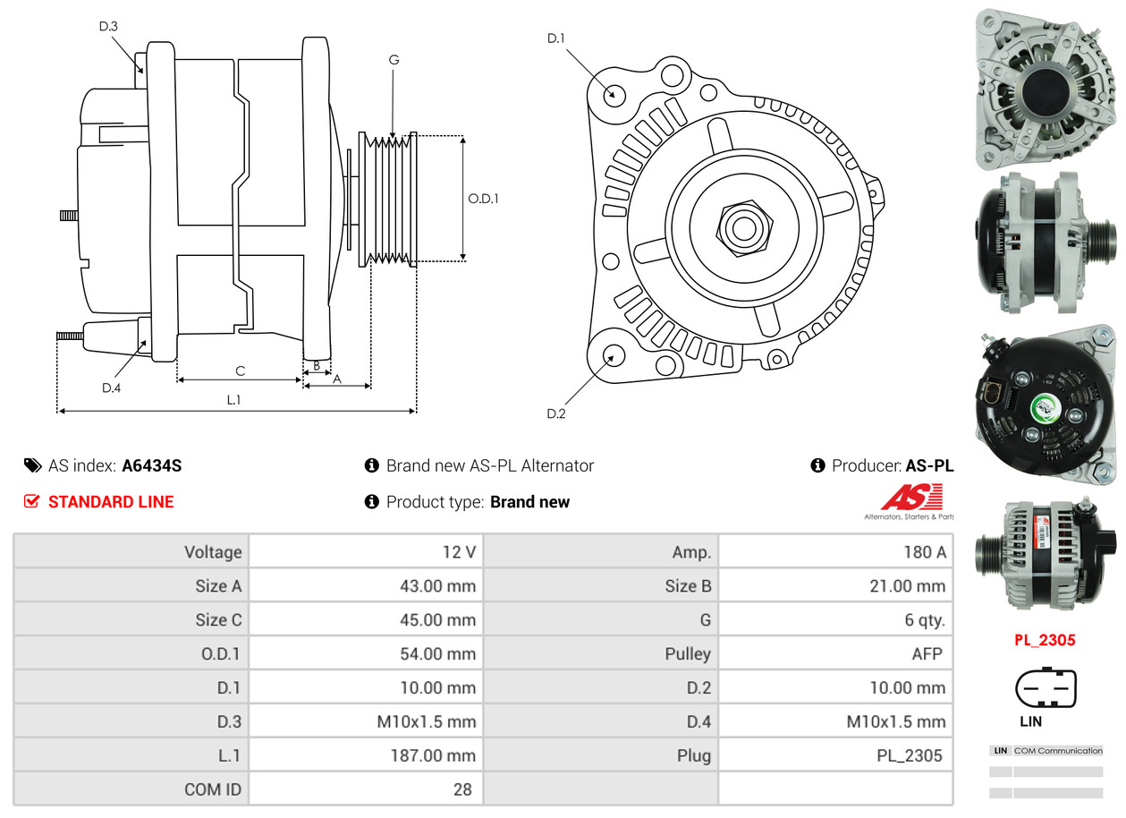 Alternatore - A6434S AS-PL