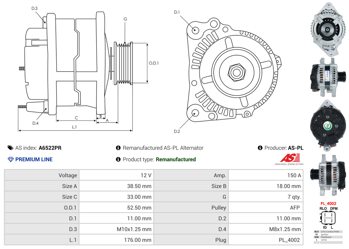 Alternatore - A6522PR AS-PL