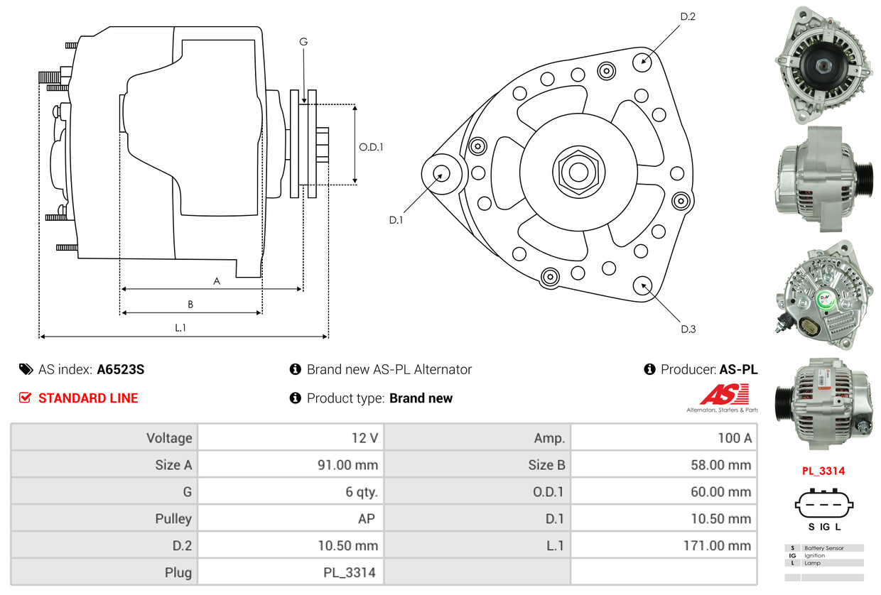 Alternatore - A6523S AS-PL