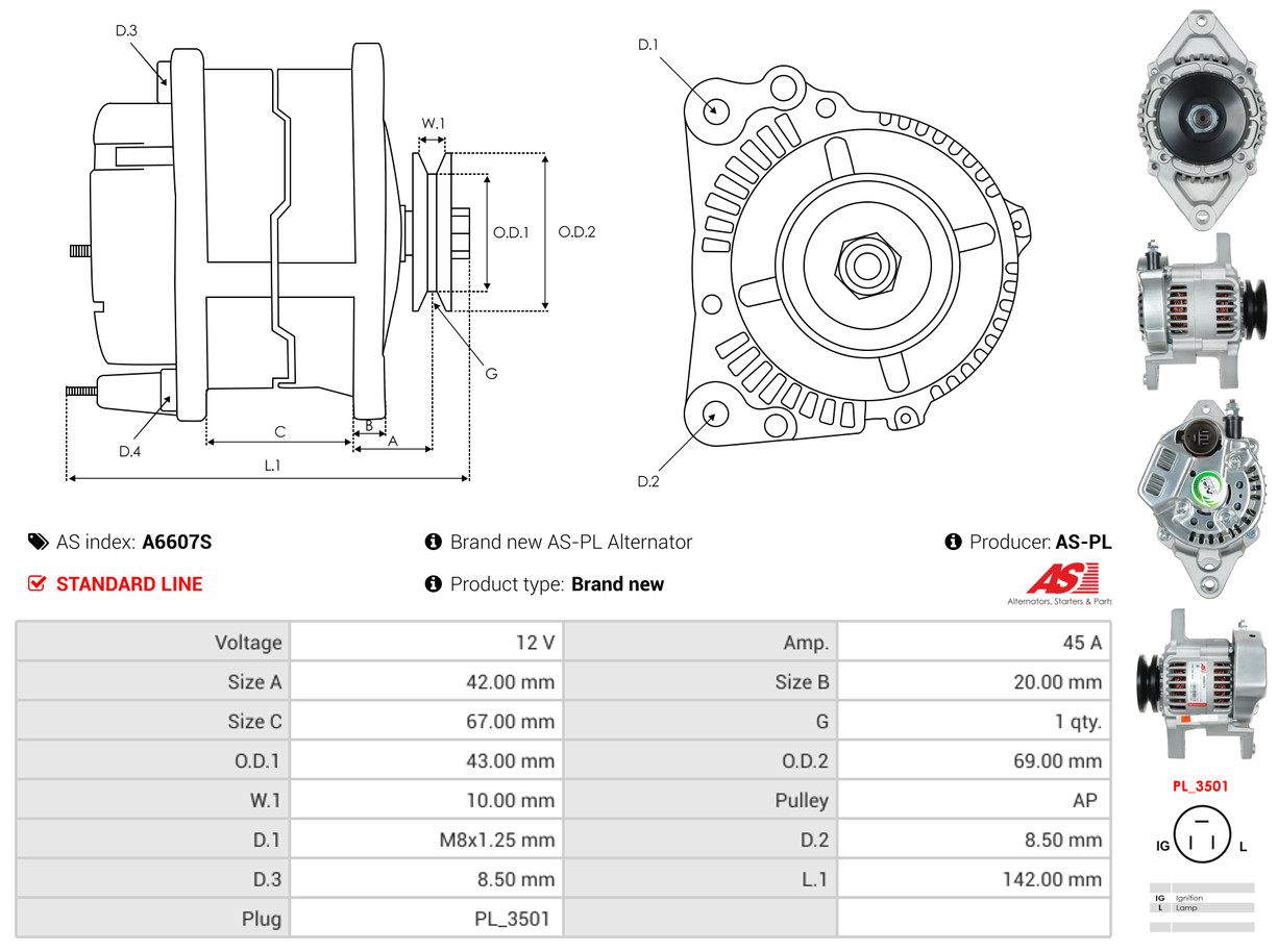 Alternatore - A6607S AS-PL