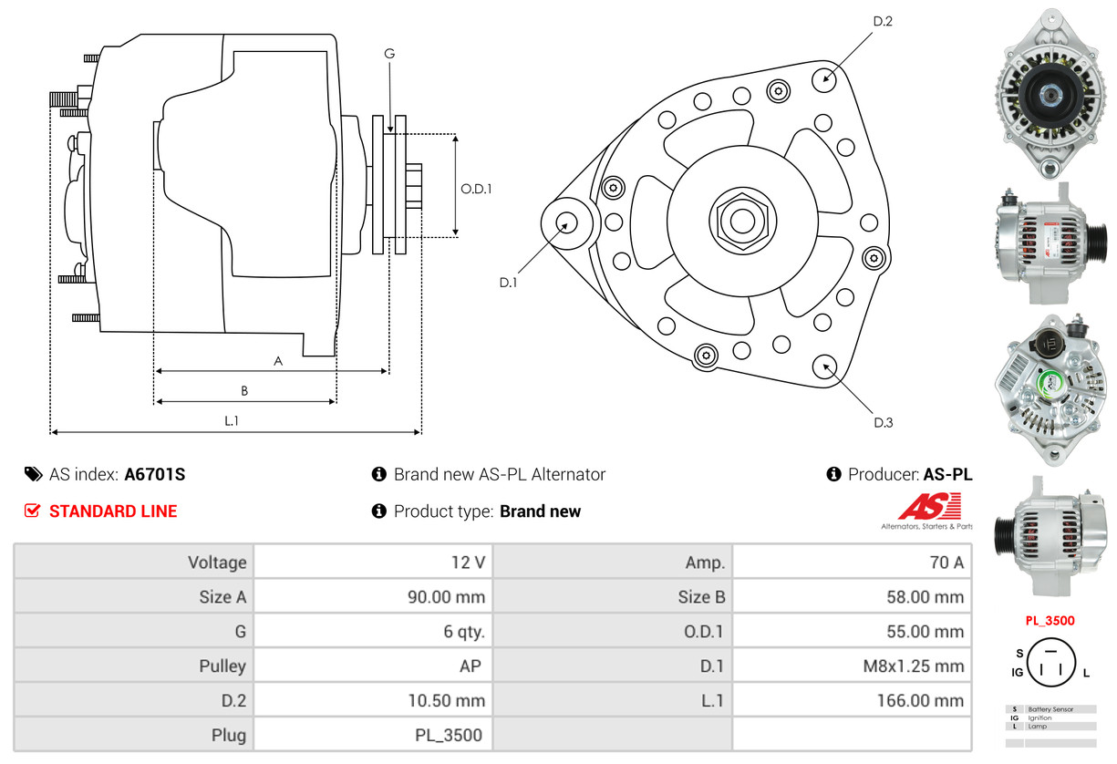 Alternatore - A6701S AS-PL