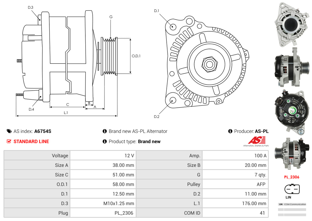Alternatore - A6754S AS-PL
