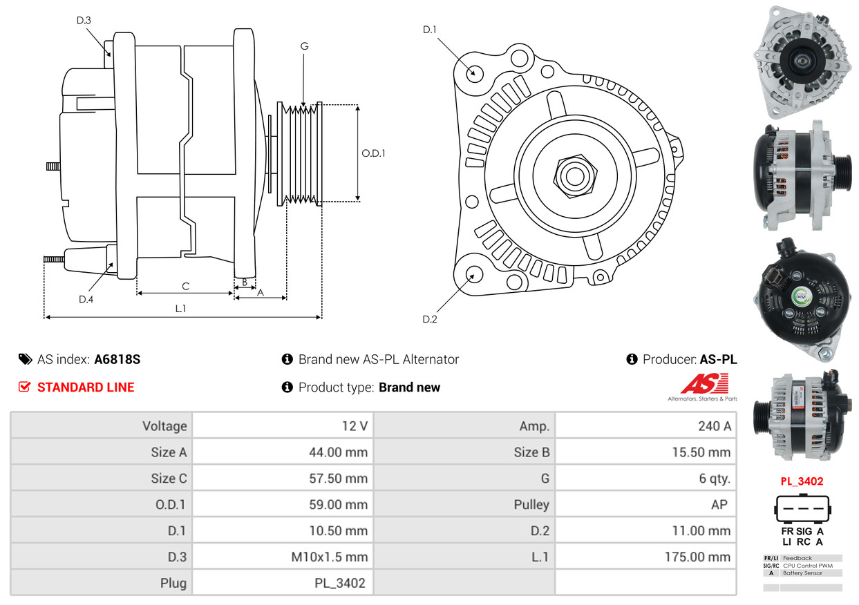 Pulley, alternator - AP0008 AS-PL