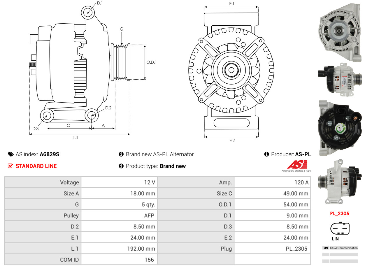Alternatore - A6829S AS-PL