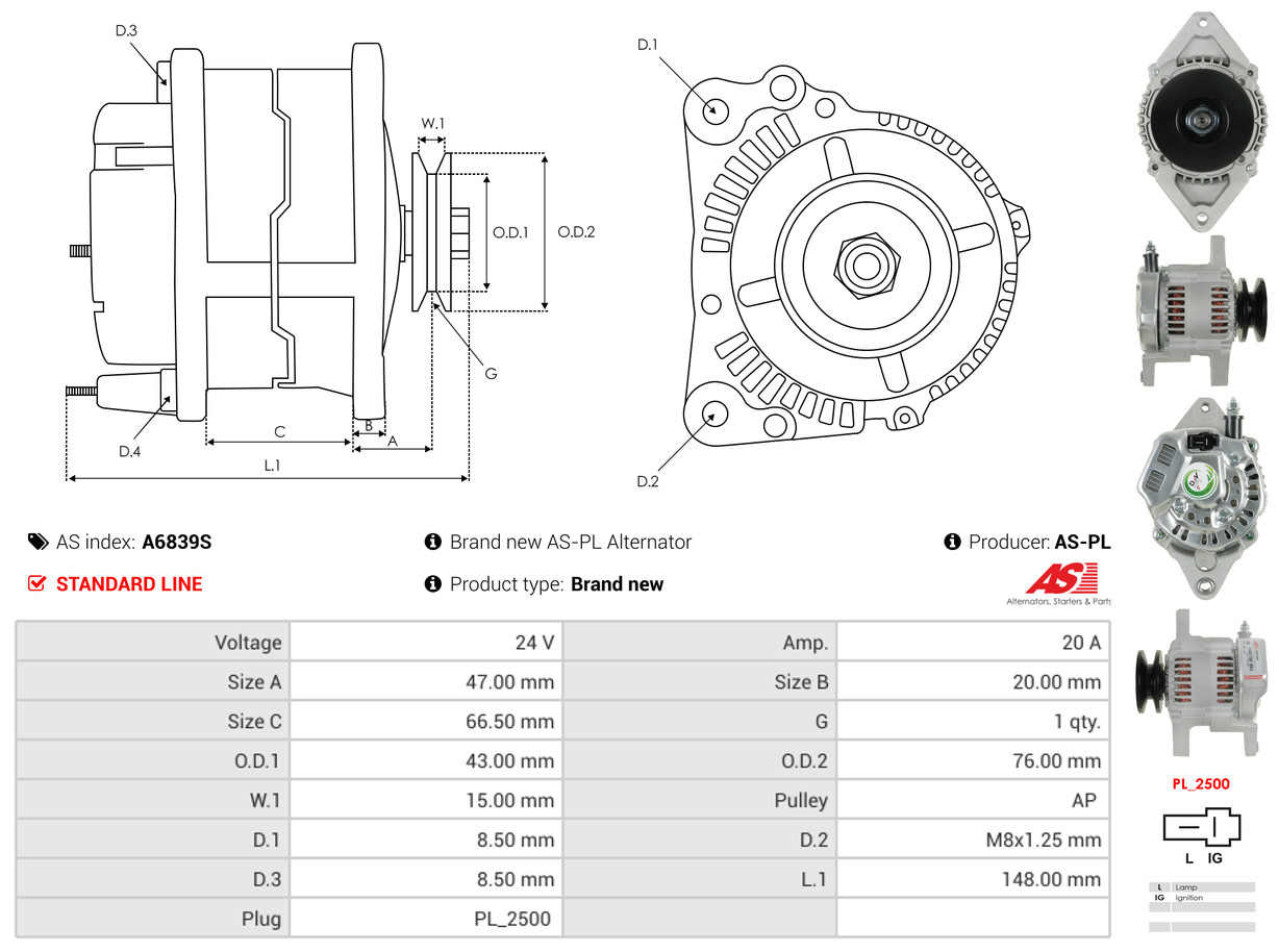 Freewheel Gear, starter - SD1014 AS-PL