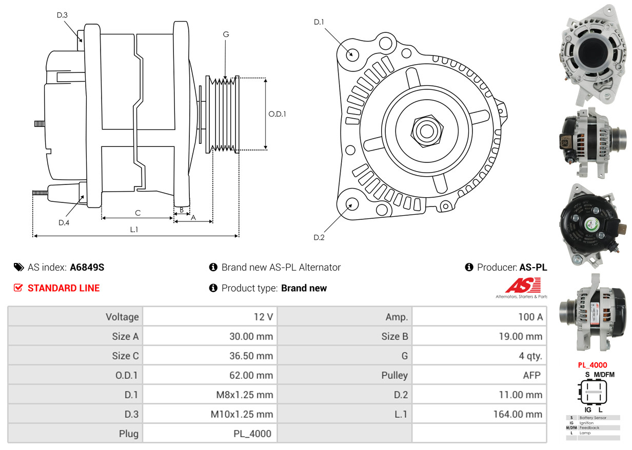 Alternator - A0054 AS-PL