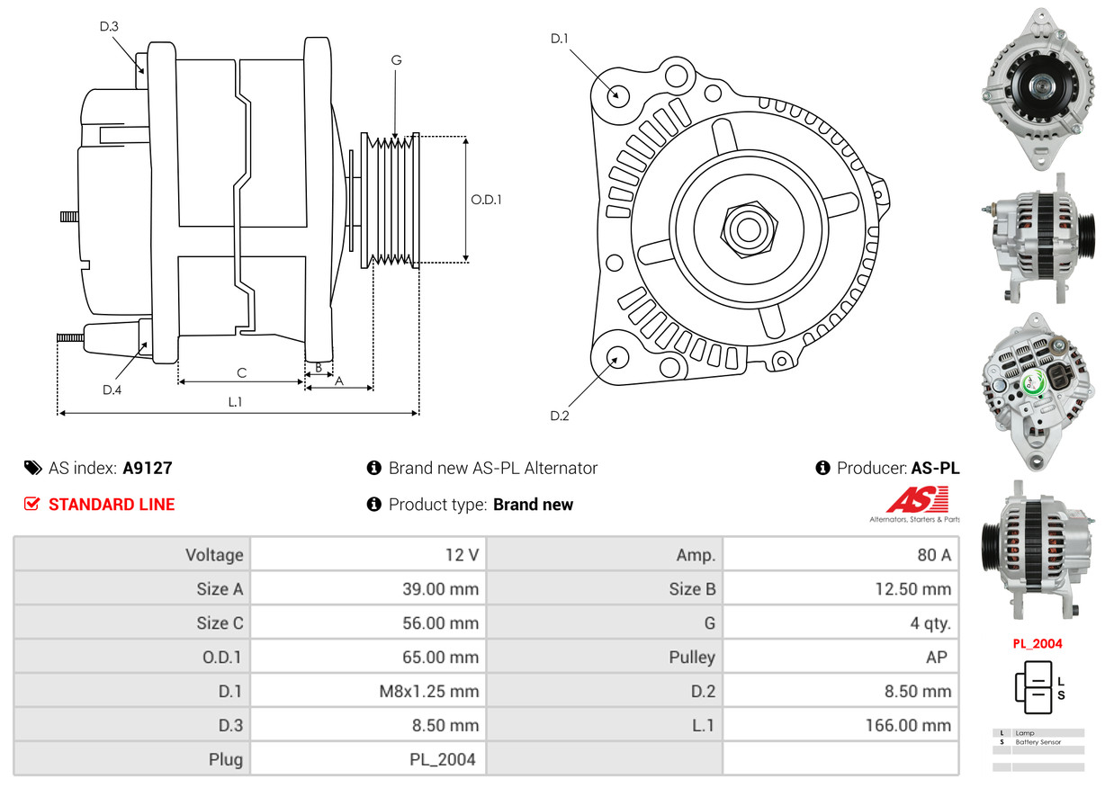 Alternator - A9127 AS-PL