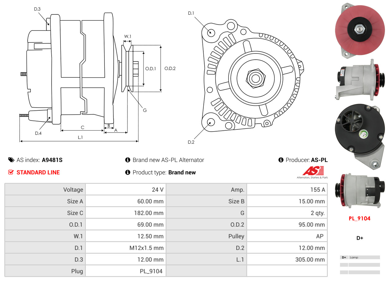 Alternator Regulator - ARE6012 AS-PL