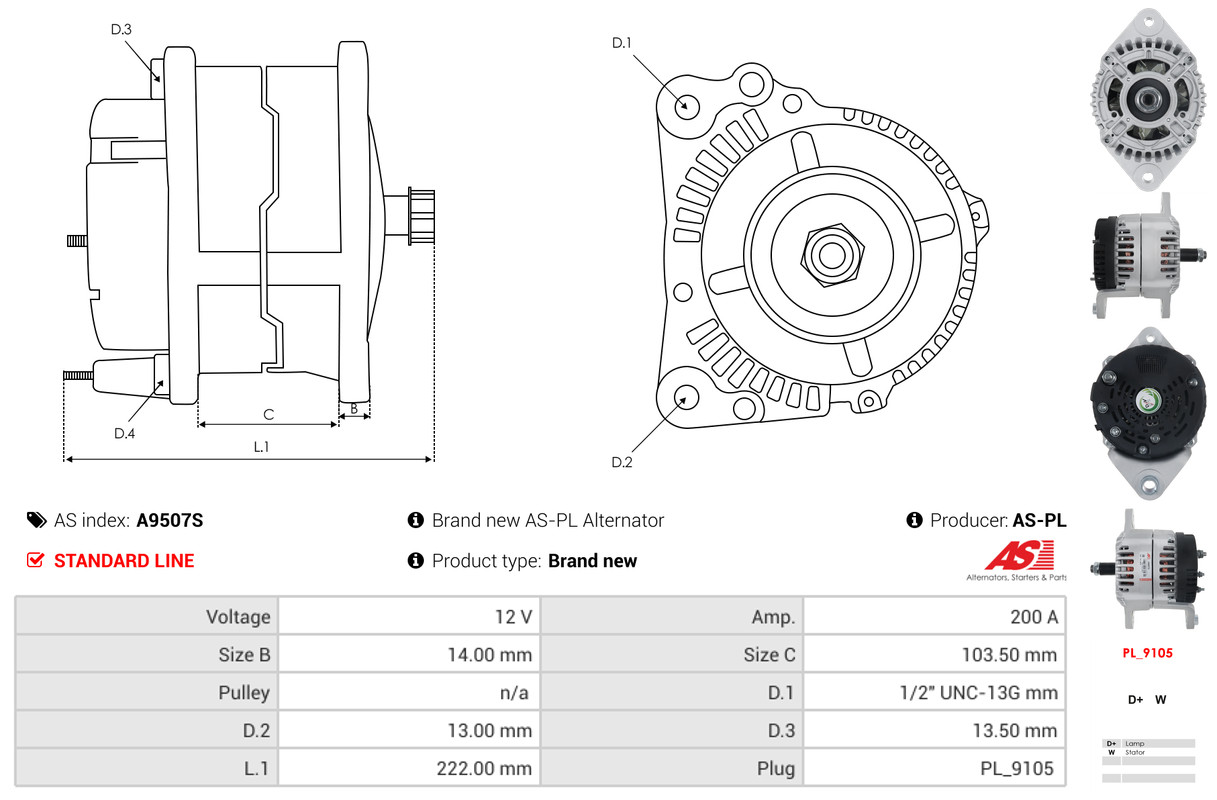 ankeris, starteris - SA9007 AS-PL