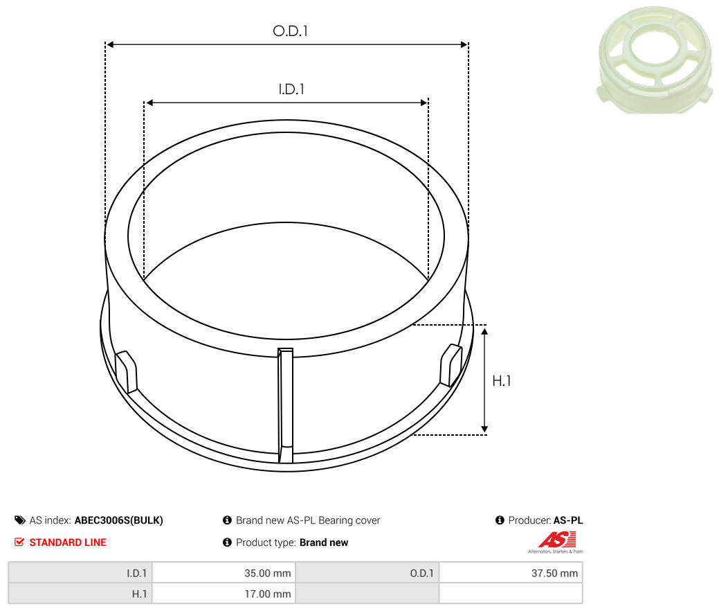 Protective Cap, alternator - ABEC3006S(BULK) AS-PL