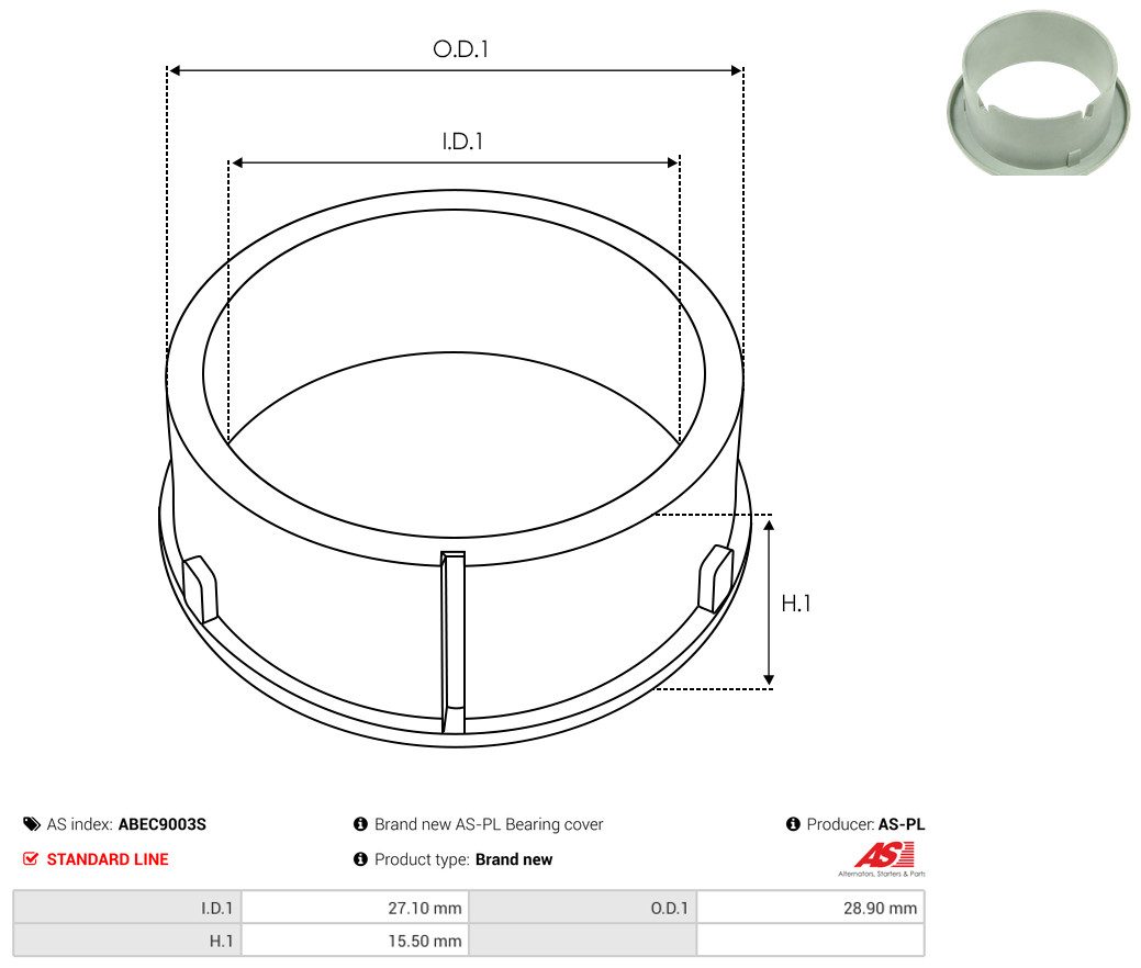 Protective Cap, alternator - ABEC9003S AS-PL