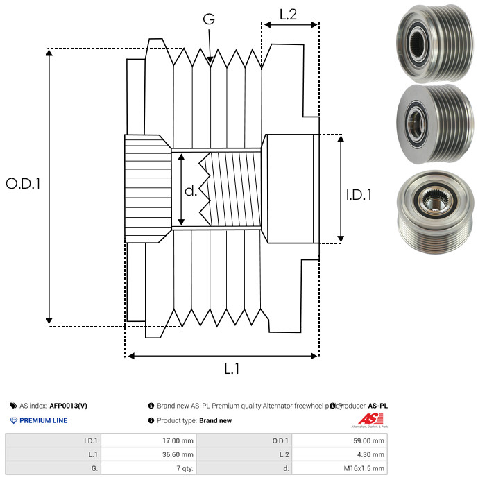 Alternator Freewheel Clutch - AFP0013(V) AS-PL