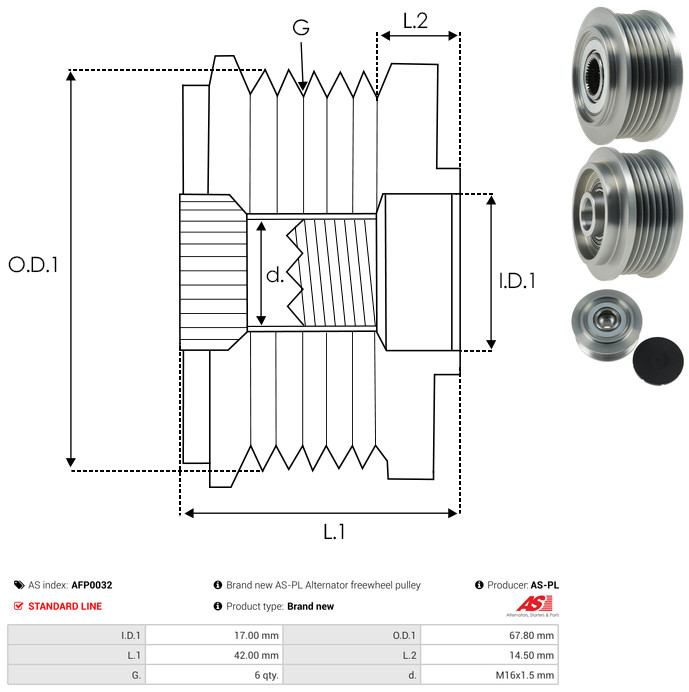 Alternator Freewheel Clutch - AFP0032 AS-PL