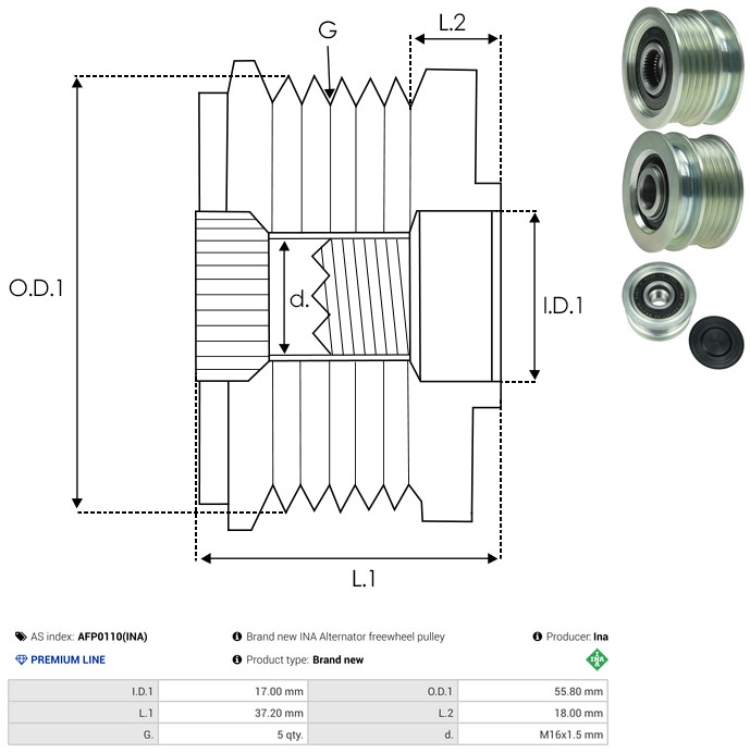 Alternator Freewheel Clutch - AFP0110(INA) AS-PL