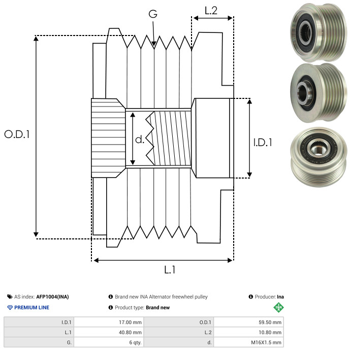 Alternator Freewheel Clutch - AFP1004(INA) AS-PL