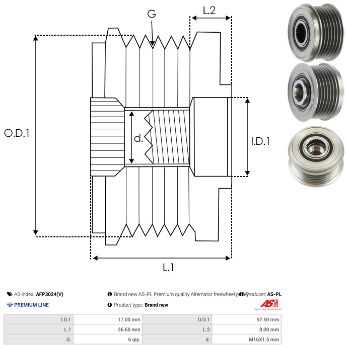 Alternator Freewheel Clutch - AFP3024(V) AS-PL
