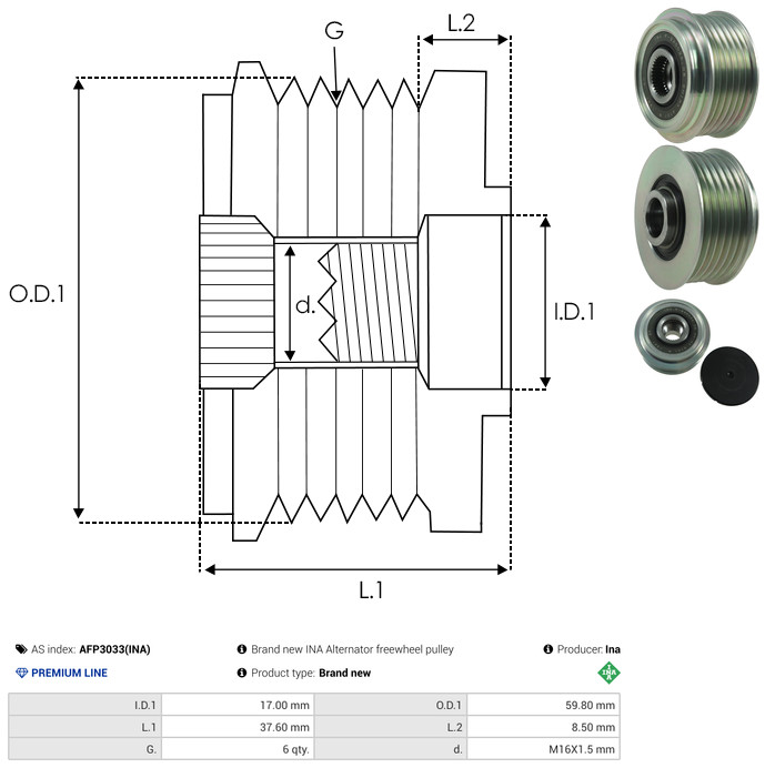 Alternator Freewheel Clutch - AFP3033(INA) AS-PL