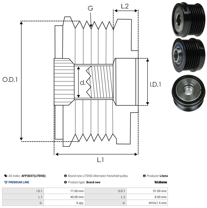 Alternator Freewheel Clutch - AFP3037(LITENS) AS-PL