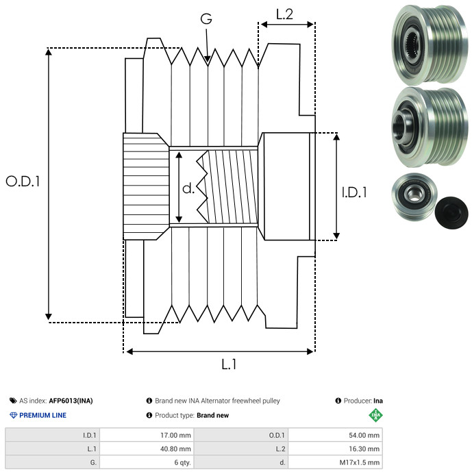 Alternator Freewheel Clutch - AFP6013(INA) AS-PL